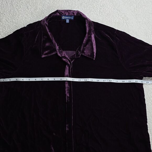 810 NWT Democracy Long French Cuff Sleeve Button Down Velvet Woven Shirt PXL - Picture 6 of 8